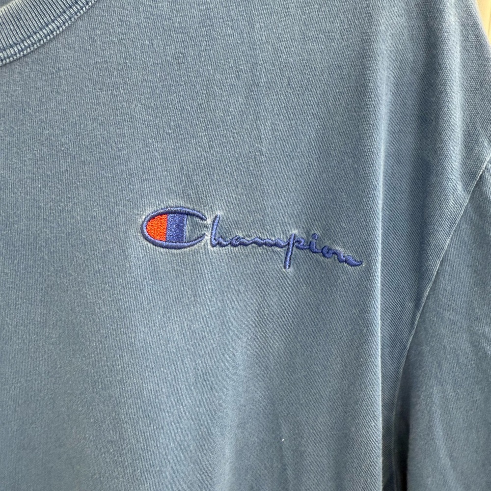 Champion Embroidered Blue Short Sleeve Tee Men's Size Large - Picture 5 of 6